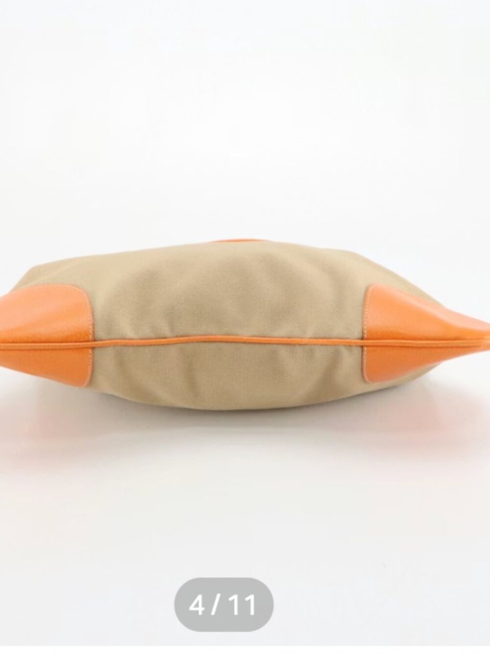Prada Bauletto Vintage Shoulder Bag Beige Jacquard Canvas Orange Leather - Picture 4 of 11